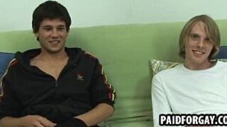 Straight guy jerks it and sucks cock for money - porn video