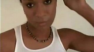 dark filthy ebony blowing his BBC and swallow jizz load - porn video