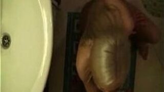 hot Blonde girlfriend Gets Cum Shot In Bathroom - porn video