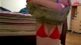 Girlfriend stripping and masturbating for her bf - porn video