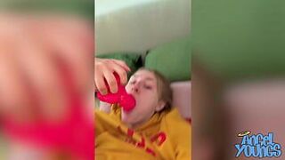 Wake and Jack with All Natural Big Titty Blonde Angel Youngs and Her Favorite Dildo - porn video