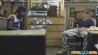 Black dude sells his latina girlfriend in a pawn shop - porn video